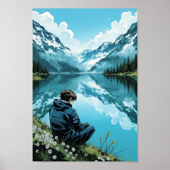 Affiche Anime Mountain Lake Serenity Wall Art (Devant)