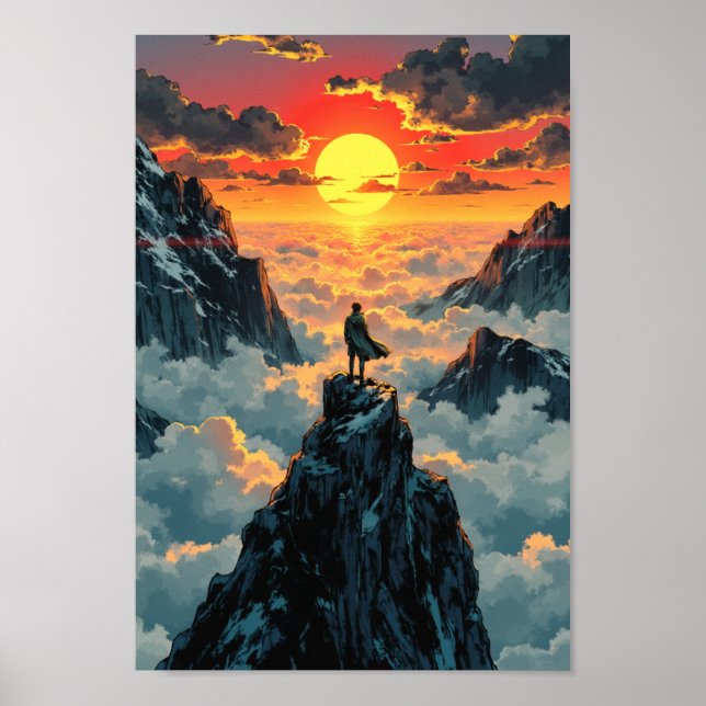 Affiche Anime Mountain Summit Sunrise Wall Art (Devant)