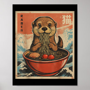 Affiche Anime Otter Ramen Japonais Funny Kawaii Cadeau Hom