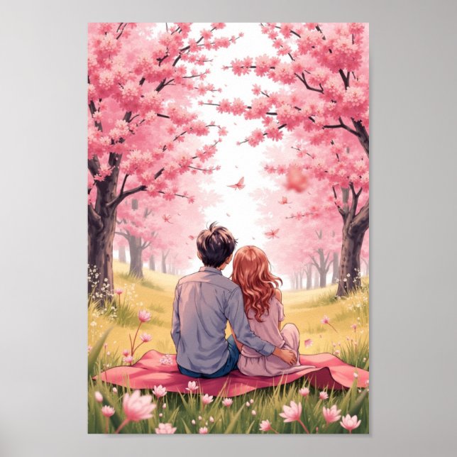 Affiche Anime Spring Blossom Picnic Wall Art (Devant)