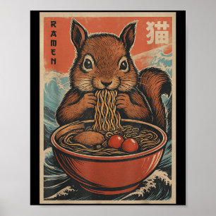 Affiche Anime Squirrel Ramen Japonais Kawaii Cadeaux Pour 