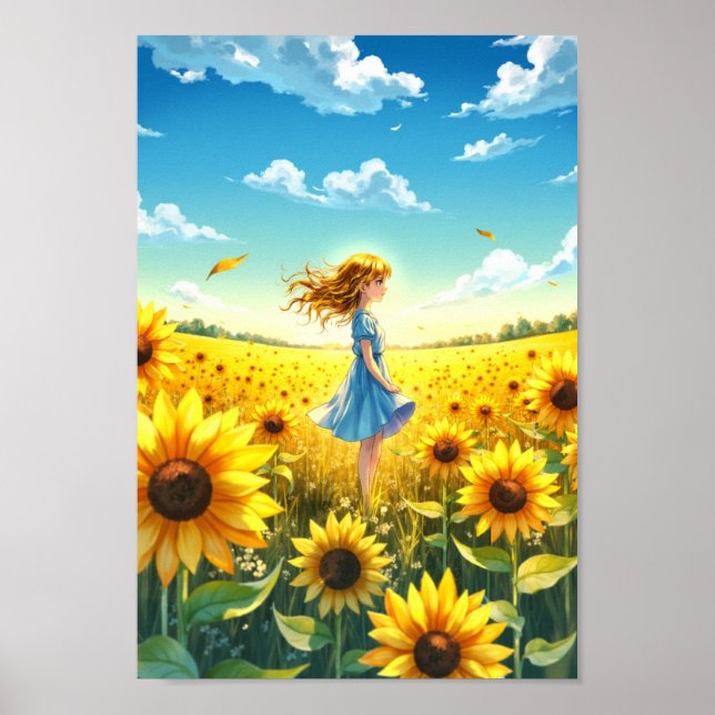 Affiche Anime Sunflower Field Summer Wall Art (Devant)