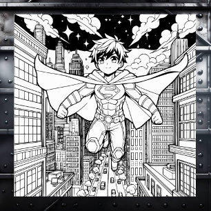 Affiche Anime Superhero Boy   Coloriage de l'enfant
