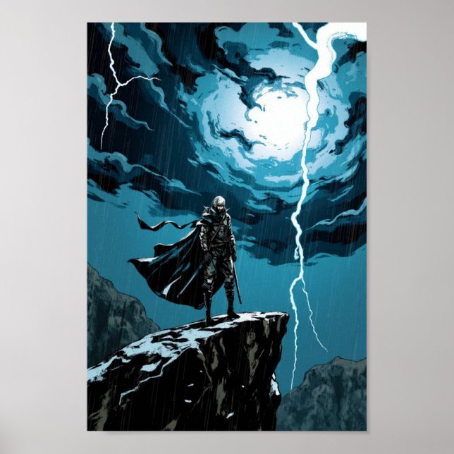 Affiche Anime Thunderstorm Cliff Warrior Wall Art (Devant)