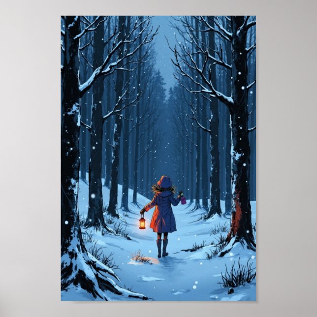 Affiche Anime Winter Lantern Snow Wall Art (Devant)