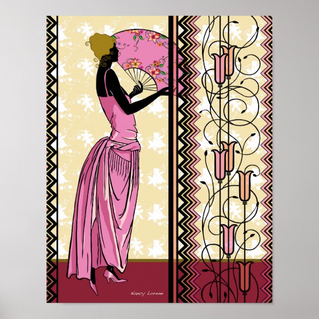 Affiche Anjanette en rose et or (Devant)