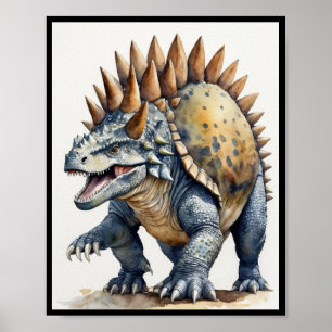 Affiche Ankylosaurus Dinosaur Aquarelle