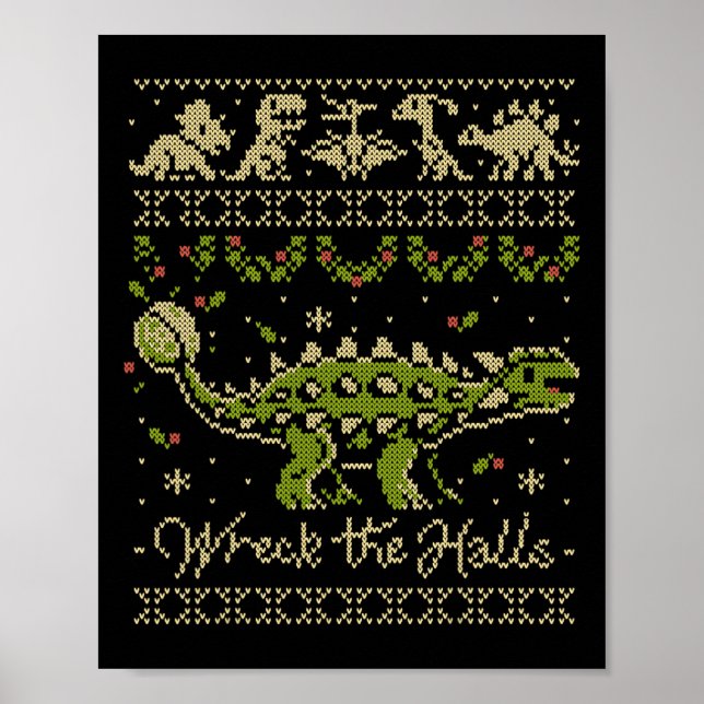 Affiche Ankylosaurus Dinosaur Christmas Sweater  (Devant)