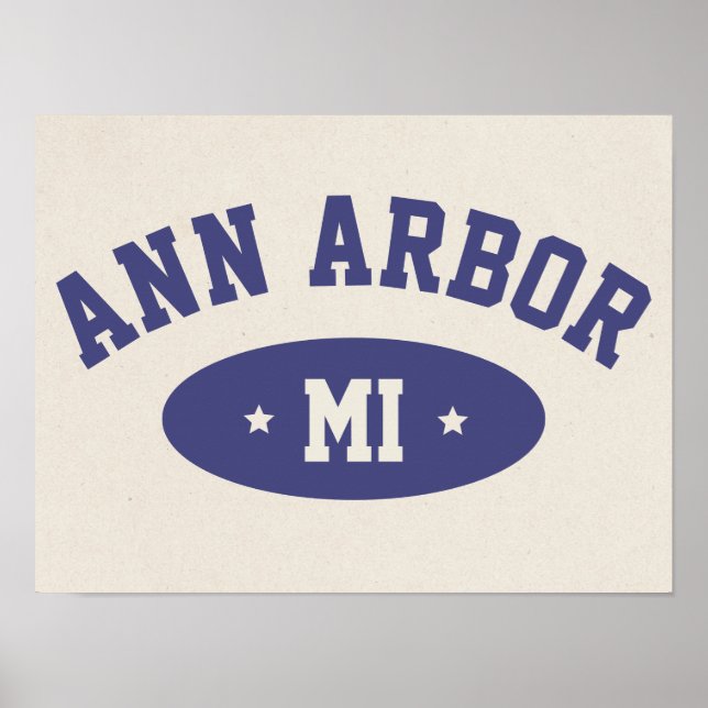 Affiche Ann Arbor, Michigan Retro College Typography Print (Devant)