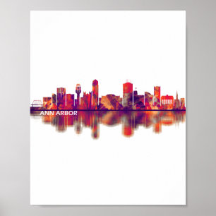 Affiche Ann Arbor Michigan Skyline