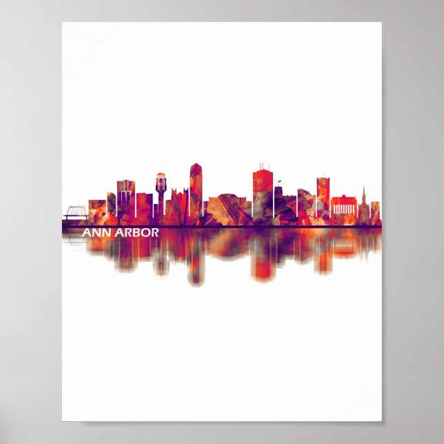 Affiche Ann Arbor Michigan Skyline (Devant)