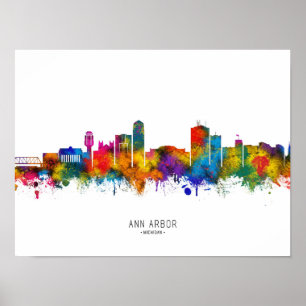 Affiche Ann Arbor Michigan Skyline
