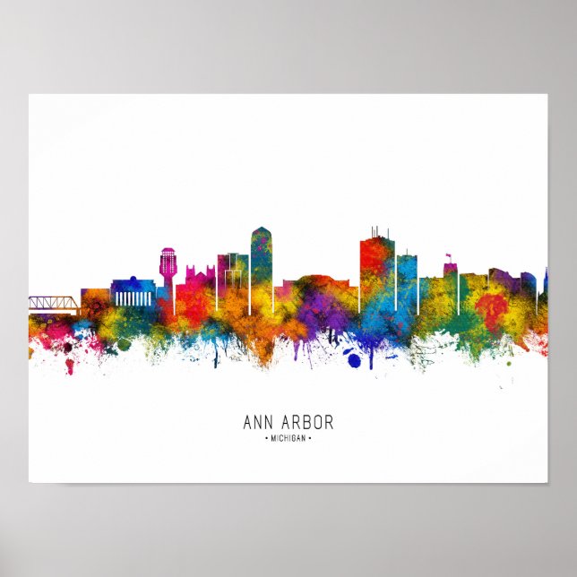 Affiche Ann Arbor Michigan Skyline (Devant)