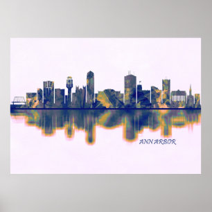 Affiche Ann Arbor Skyline