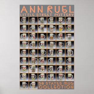 Affiche Ann Ruel Pottery - Collection Mug Etats