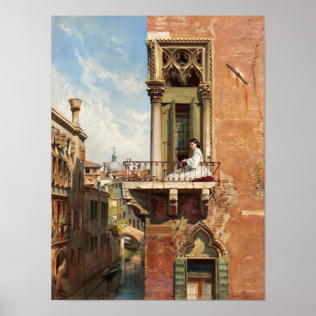 Affiche Anna Passini sur le balcon par Ludwig Passini (Devant)