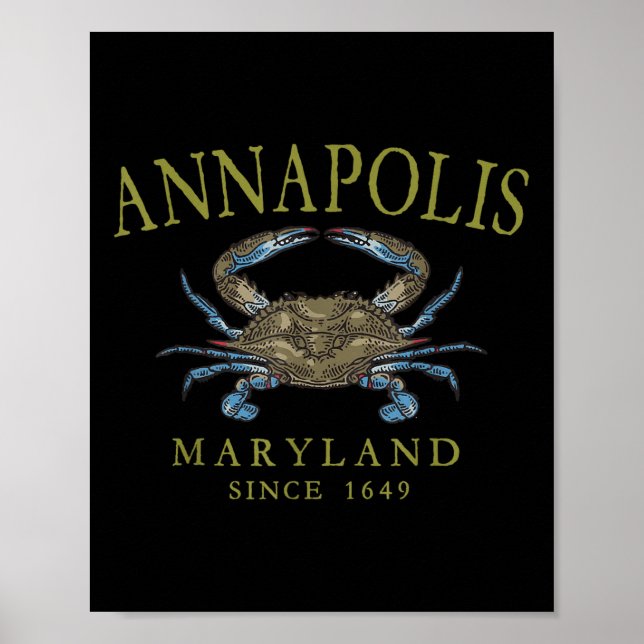 Affiche Annapolis Maryland Blue Crab Since 1649 Arched Oli (Devant)