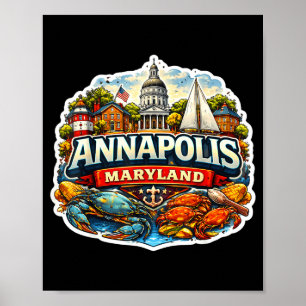 Affiche Annapolis Maryland Souvenir Ville Visiteur État Mé