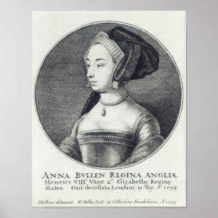 Affiche Anne Boleyn, gravée par Wenceslaus Hollar, 1649