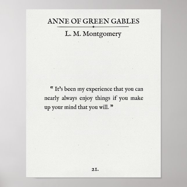 Affiche Anne of Green Gables - Citation de page du livre - (Devant)