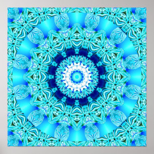 Affiche Anneau bleu glace, Mandala Abstrait