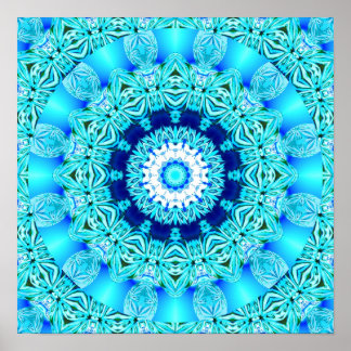 Affiche Anneau bleu glace, Mandala Abstrait