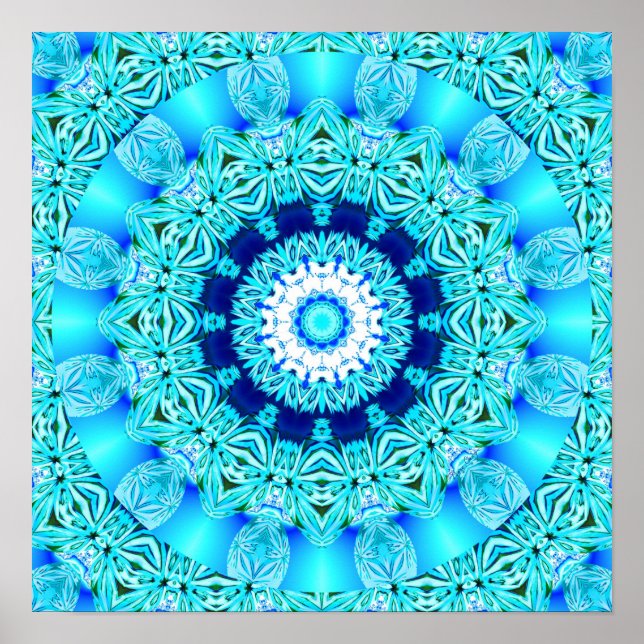 Affiche Anneau bleu glace, Mandala Abstrait (Devant)