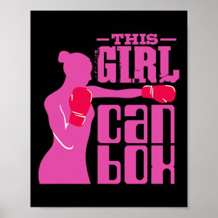 Affiche Anneau de boxe Fitness Fille Avec Gants - J'aime l