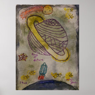 Affiche Anneau de couleur d'eau de Saturne