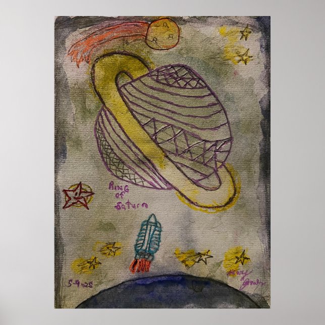 Affiche Anneau de couleur d'eau de Saturne (Devant)