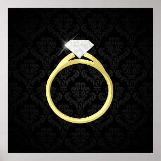 Affiche Anneau diamant solitaire