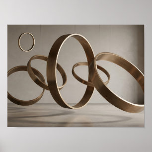 Affiche Anneaux de bronze flottants toile sculpturale mode