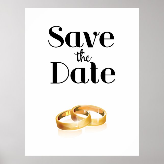 Affiche Anneaux de mariage Enregistrez la date (Devant)