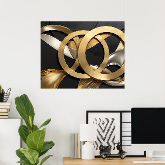 Affiche Anneaux d'or Art Abstrait - Design moderne de luxe