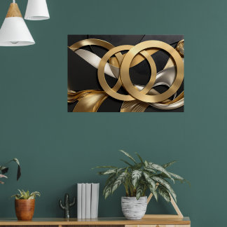 Affiche Anneaux d'or Art Abstrait - Design moderne de luxe