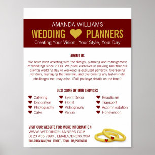 Affiche Anneaux Mariage Or, Mariage Event Planner Advert