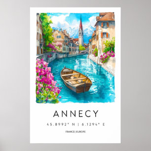 Affiche Annecy aquarelle vintage voyage parc national de s