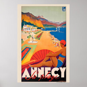 Affiche Annecy Auvergne-Rhône-Alpes France Voyage Vintage