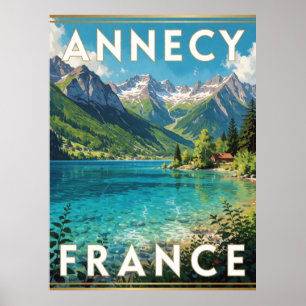 Affiche Annecy France Lac Cristallin Vue Alpine