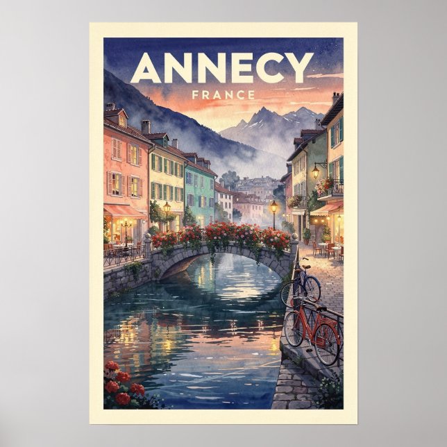 Affiche Annecy France Voyage Ancien (Devant)
