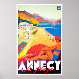Affiche Annecy France voyage vintage