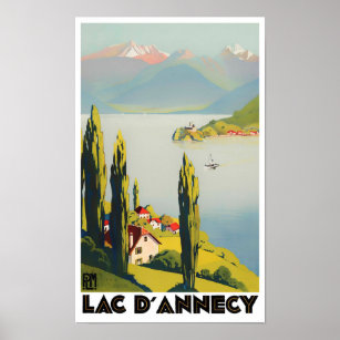 Affiche Annecy lac France voyage vintage