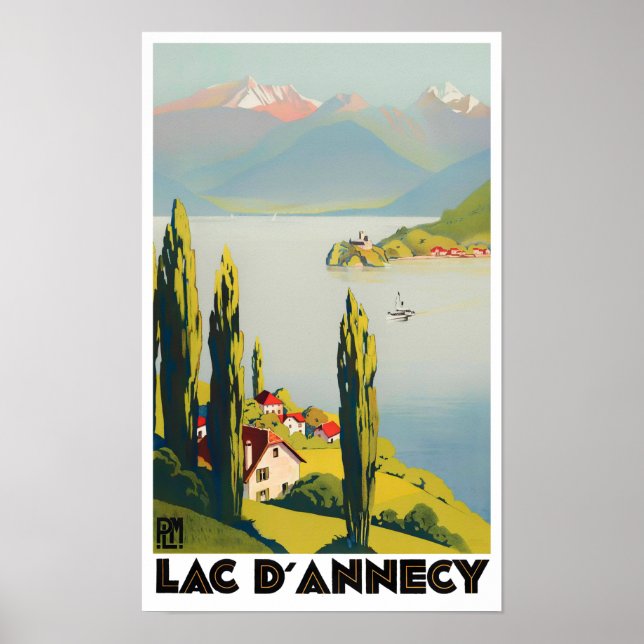 Affiche Annecy lac France voyage vintage (Devant)