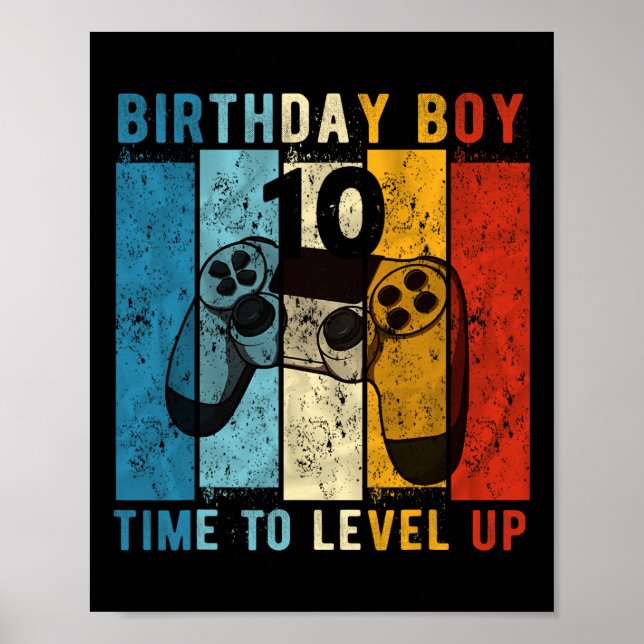 Affiche Année Anniversaire Garçon 10 fois à niveau jusqu'a (Devant)