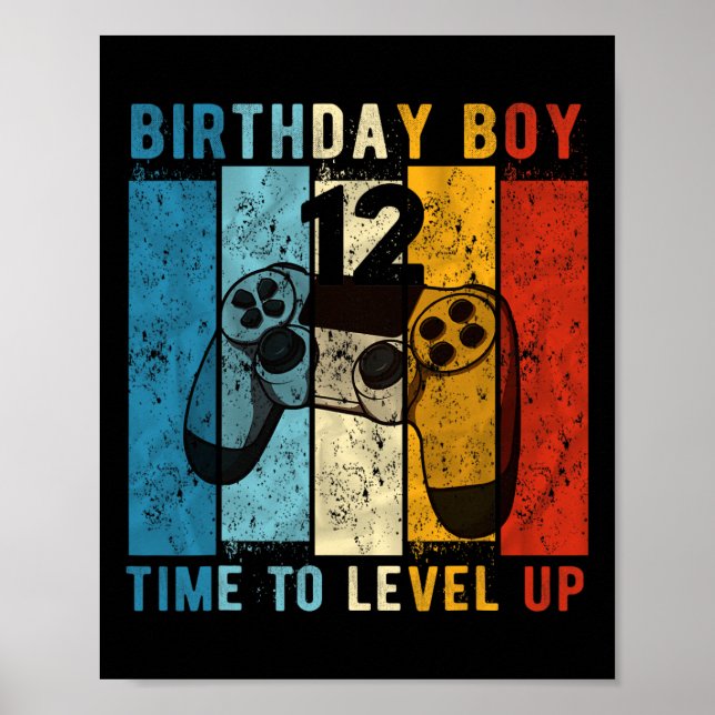 Affiche Année Anniversaire Garçon 12 Temps Pour Niveau Jus (Devant)