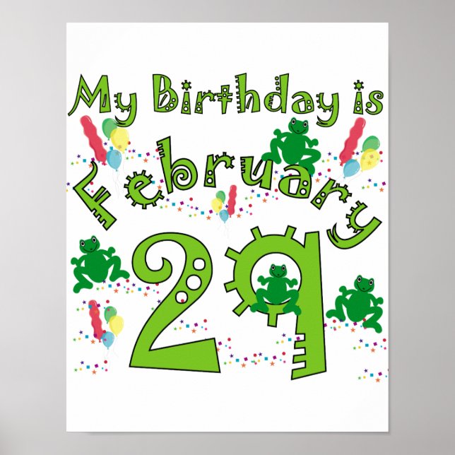 Affiche Année bissextile Anniversaire 29 févr. (Devant)