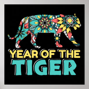 Affiche Année chinoise du tigre - Mandala