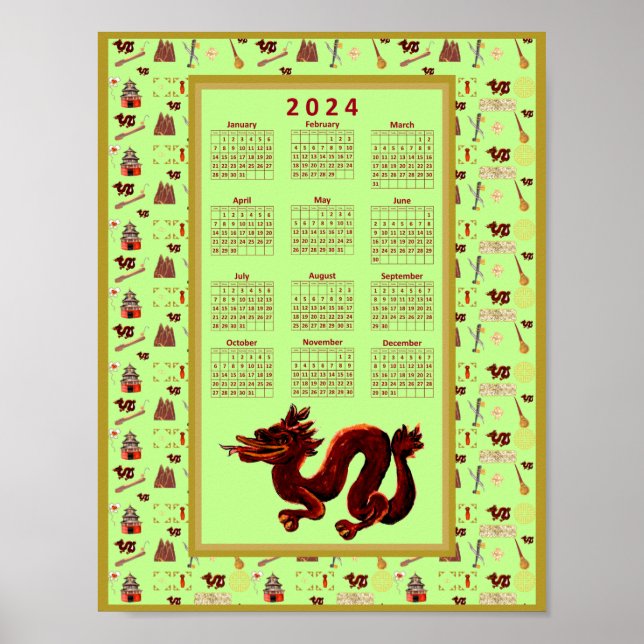 Affiche Année civile 2024 de La Chance Musique Dragon (Devant)