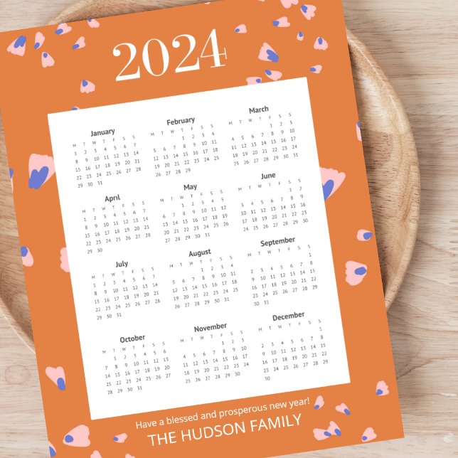 Affiche Année complète 12 Mois Fleur Pétales Terracotta (Créateur téléchargé)