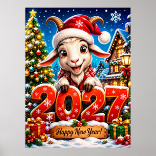 Affiche Année de la Chèvre 2027 Mur du Nouvel An
